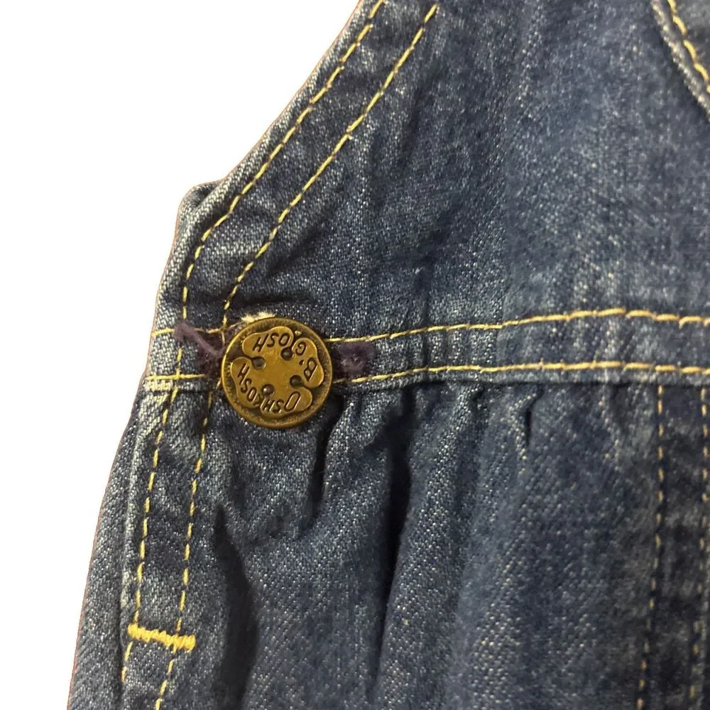 Vintage Girls OshKosh B'Gosh Denim Vestbak Overalls 6-9 M Pleated ~ USA ~ Bubble